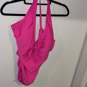 Shade & Shore Hot Pink One-Piece Swimsuit with Front Tie